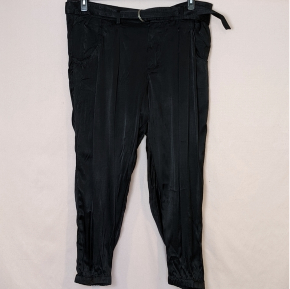 Gap Satin Black Belted Trousers with Pockets size 20